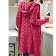 thumbnail image 4 of Women Hooded Open Front Cardigan Cable Knit Sweaters Solid Chunky Long Sweater Coats with Pockets, 4 of 5