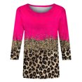 thumbnail image 4 of Qertyioot Hauts de Mode pour Femmes, T-shirt Ample Imprimé Mi-Long Manches 3/5 Blouse Col Rond Décontracté, 4 of 4