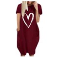 thumbnail image 1 of Pisexur Robe Maxi pour Femme Grande Taille Été Décontractée à Imprimé Cœur à Manches Courtes Col Rond Ample Unie Chemise de Nuit Plissée Robe de Sommeil Confortable avec Poches, 1 of 5