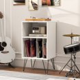 thumbnail image 2 of Giantex Meuble pour Tourne-Disque, Armoire de Rangement pour Disques Vinyles pour Salon, Chambre, Blanc, 2 of 7