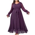 thumbnail image 2 of Ovzne Robes pour Femmes 2025 Robe Femmes Femmes Grande Taille Taille Haute Mode Élégante Chiffon Manches Longues Longue Robe de Soirée Robe Grande Taille Manches Longues Liquidation, 2 of 7