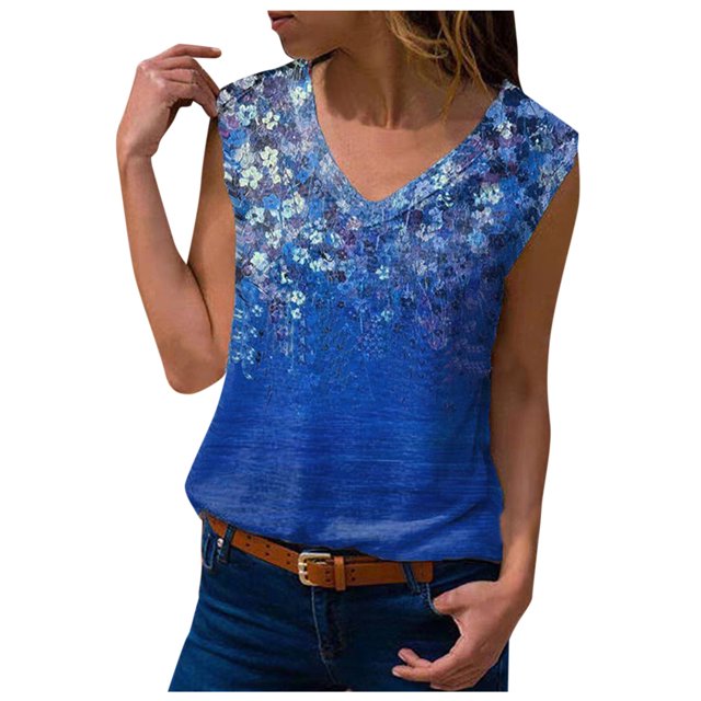 Fridja Camisole de Blouse Supérieure Sans Manches Décontractée à Col en V pour Femme Womens