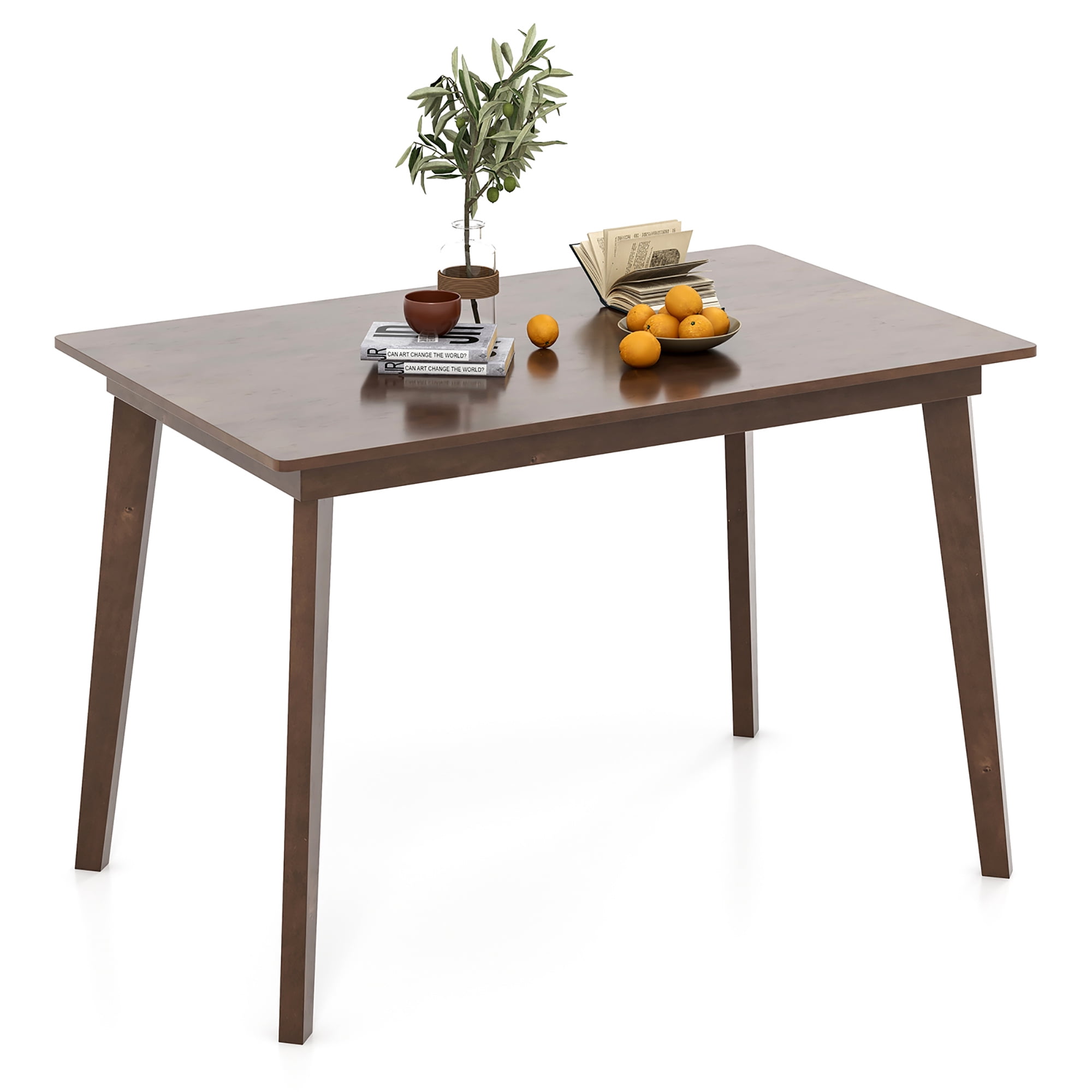Gymax 48'' Wooden Dining Table for 4 People w/ Rubber Wood Legs for Small Spaces