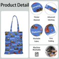 thumbnail image 3 of Construction Themed Reusable Fabric Tote Bag - Large Capacity Washable & Foldable, 3 of 5