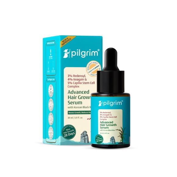 Pilgrim Redensyl 3% + Anagain 4% Advanced Hair Growth Serum with Rosemary, Controls Hair Fall, Stimulates, Increase Hair Density