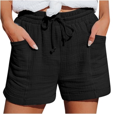 Cameland Women Summer Drawstring Elastic Waist Casual Solid Shorts Short Pants