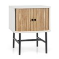 thumbnail image 1 of Costway Table de Chevet à Porte Coulissante, Style Mi-Siècle Moderne, Table d'Appoint de Rangement avec Armoire, Blanc Vieilli, 1 of 10