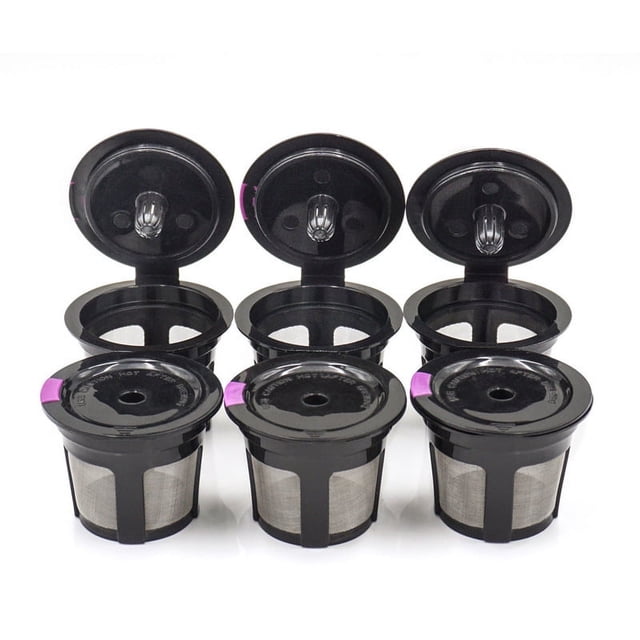 Reusable K Cups, Universal Refillable Coffee Filters for Single Serve Coffee Maker, 3-Pack of Reusable Pods, Black