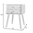 thumbnail image 2 of Gymax Table de Chevet en Bois Style Mi-Siècle Table d'Extrémité Latérale Chambre avec 2 Tiroirs de Rangement Blanc, 2 of 9