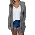 thumbnail image 1 of AherBiu Womens Cardigan Tops Long Sleeve Open Front Mid-Long Outwear with Pockets Spring Clothes, 1 of 7
