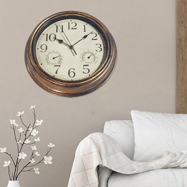 Outdoor Clock Display Temperature and Terraces Pools Patio Humidity Wall Clock for Bathroom