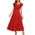 thumbnail image 4 of mtvxesu Robes pour Femmes, Robe Confortable à Manches Courtes Unie de Printemps/été à la Mode pour Femmes, Robes d'Invitée de Mariage, 4 of 5