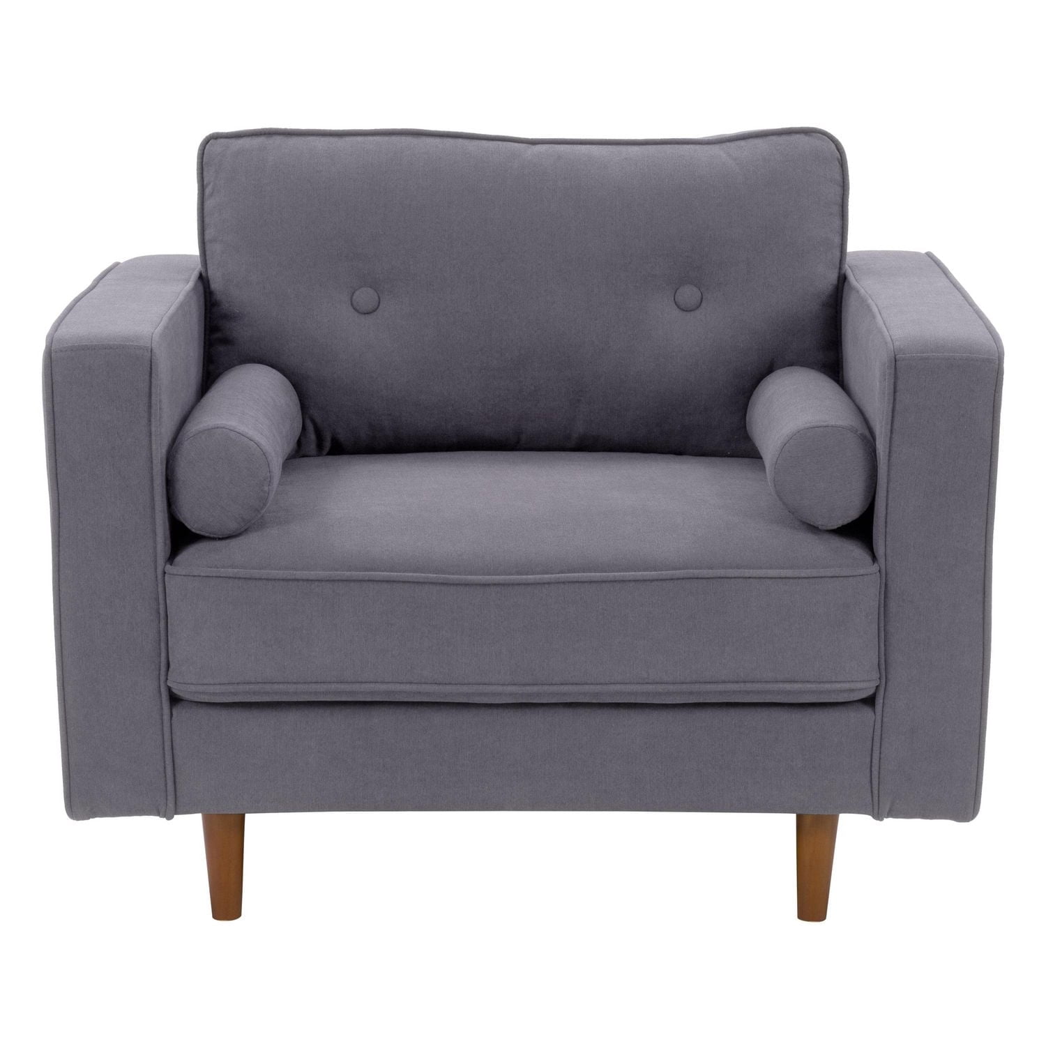 Ensemble de salon CorLiving Mulberry 4 pièces, rembourré en microfibre, style milieu de siècle moderne, avec causeuse, canapé, fauteuil et pouf, gris