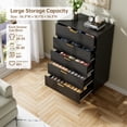 thumbnail image 1 of Kojooin 5 Drawer Wood Dresser, Tall Modern Storage Chest with Gold Handles for Bedroom, Living Room, Closet, 1 of 7