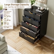 AKDSteel Modern 5 Drawer Dresser for Bedroom with Gold Handle and Large Drawer, Wood Double Chest of Drawers and Storage Organizer for Living Room, Hallway, Entryway