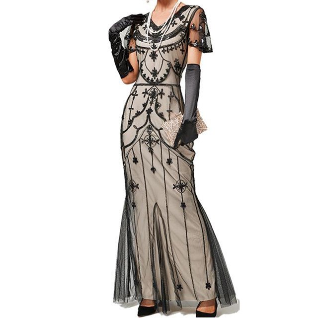 UPPADA Robe Cocktail à Col Rond pour Femmes Robe Queue de Poisson Robe Cocktail Sans Manches Robe Formelle Évasée Robe d'Invitée de Mariage Robe Cocktail Moulante Offres du Jour Aujourd'hui