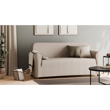 SmartFit Waterproof Stretch Sofa Slipcover, Textured Fabric, 1-Piece, Machine Washable, Linen