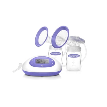 Tire-lait électrique double Lansinoh SignaturePro pour l'allaitement, pompe portable réglable, comprend des téterelles de 25 mm et 2 biberons Lansinoh pour bébé
