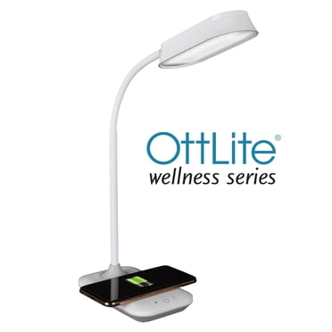 OttLite Achieve LED Desk Lamp with Wireless Charging, White