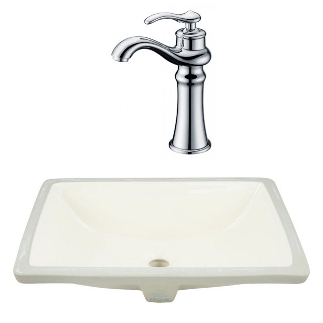 20.75-in. W CSA Rectangle Bathroom Undermount Sink Set In Biscuit - Chrome Hardware AI-23072