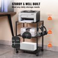 thumbnail image 4 of VEVOR Printer Stand, Height Adjustable 3 Tier Printer Stand, Printer Cart with Storage Shelves and Hooks for Printer, Scanner, Fax, Home Office Use, EPA Certified, Black, 4 of 9