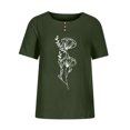 thumbnail image 4 of Blouses pour Femmes, Mode Blouses Imprimées Décontractées pour Femmes Chemises à Boutons Manches Courtes Col Rond Hauts, 4 of 4