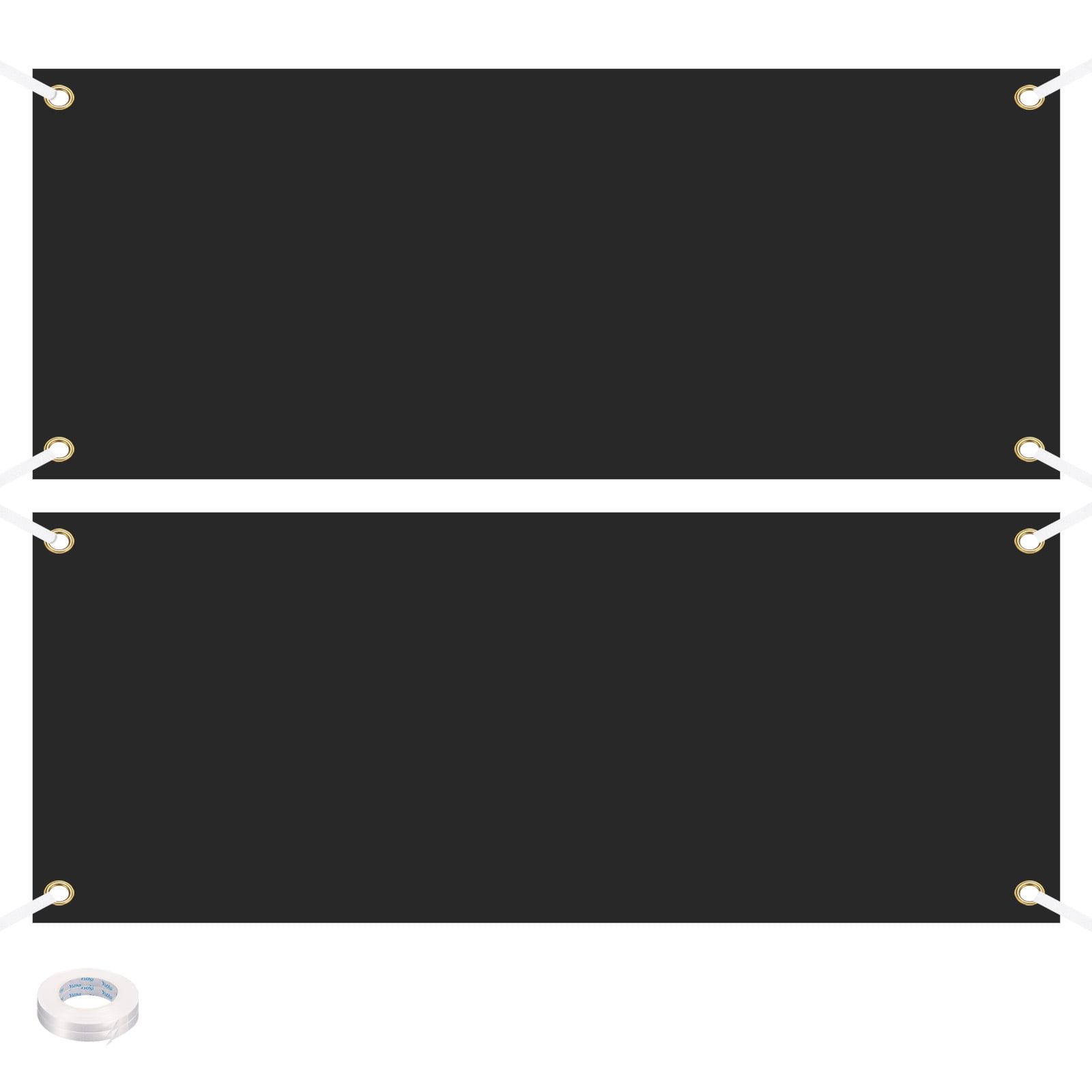 Unique Bargains Uxcell Vinyl Blank Banners Signs To Decorate 2'x5' Sublimation Black Banner, 2 Pcs 2' X 5'