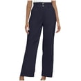 thumbnail image 1 of Timegard Lounge Pants for Women Elastic Waisted Button Straight Leg Ruched Casual Trousers with Pockets, 1 of 5