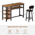 thumbnail image 4 of Lamerge Bar Dining Table Set for 2, 3 Piece Bar Table and Chairs Set, Kitchen Counter Height Dining Table Set, Small Kitchen Bar Table with Storage, Breakfast Nook Set for Small Space, Rustic Brown, 4 of 9