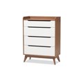 thumbnail image 2 of Baxton Studio Brighton Moderne White et Bois de Walnut 4 Tiroirs Chest, 2 of 5