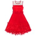 thumbnail image 1 of Robe Fille Rouge Fleur Dimensionnelle Anniversaire Mariage Robe 6 Ans, 1 of 6
