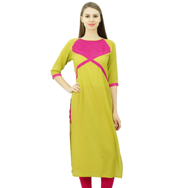 Phagun Tunique pour Femmes en Coton Kurti Indienne de Designer Kurta Droite