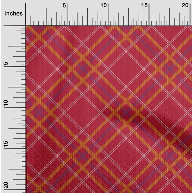 oneOone Polyester Lycra Fabric Tartan Check Print Fabric By Yard 56 Inch Wide