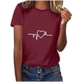 thumbnail image 1 of Diufon Hauts de la Saint-Valentin pour Femmes, Tunique Décontractée à Manches Courtes, Chandail à Col Rond, Blouse Tendance Mignonne à Imprimé Graphique, 1 of 6