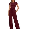 thumbnail image 2 of Birdeem Blouses pour Femmes 2 Pcs Mode Femme Col Rond Uni Manches Courtes Blouse + Pantalons Longs Taille Élastique Ensembles, 2 of 12