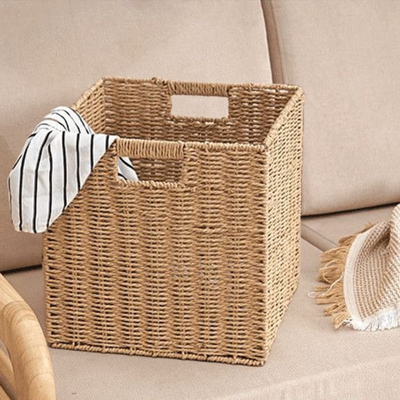 KTTECTOA Imitation Rattan Woven Foldable Storage Basket Home Clothes Storage Basket Snacks Sundries Storage Storage Boxes Clearance House Warming Gifts Canada Days Home Christmas Indoor