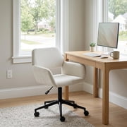 Homy Casa 1-Piece 24'' Swivel Office Chair, Adjustable Chenille Upholstered Desk Chair with Metal Base for Home Office, Vanity, Study, Beige