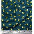 thumbnail image 1 of Soimoi Blue polyester Crepe Fabric Yellow Flower & Dots Print Fabric by the Yard 42 Inch Wide, 1 of 5