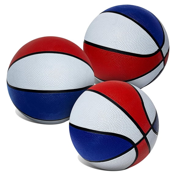 Botabee Ensemble Mini de Basketball Rouge, Blanc et Bleu pour Jeux d'Arcade Pop-A-Shot - Taille 3 7 Ballons de Basketball Junior Convenant à l'Intérieur et à l'Extérieur et Basketball d'Arcade - Lot de 3
