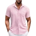 thumbnail image 1 of Chemises pour Hommes, Mode Décontractée Col en V Manches Pull Respirant Chemise Blouse Hauts, 1 of 5