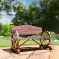 thumbnail image 3 of Outsunny Wooden Outdoor Bench, Wagon Wheel Patio Loveseat, Carbonized, 3 of 10