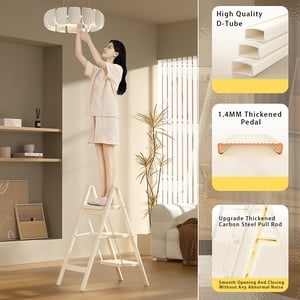 Household ladder thickened folding ladder multi-functional herringbone ladder neutral packaging White