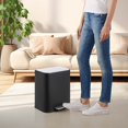 thumbnail image 4 of Kitchen Trash Can, Stainless Steel Garbage Can With Soft-Close Lid, Foot Pedal and Removable Inner Basket, Black Rectangular Small Step Waste Bin for Office Bedroom Bathroom Living Room, 4 of 8