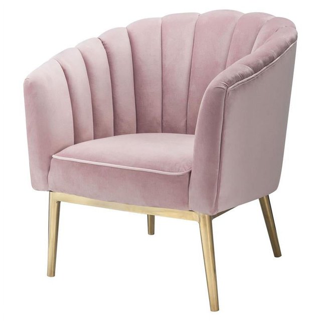 ACME Colla Velvet Upholstery Accent Chair in Blush Pink and Gold