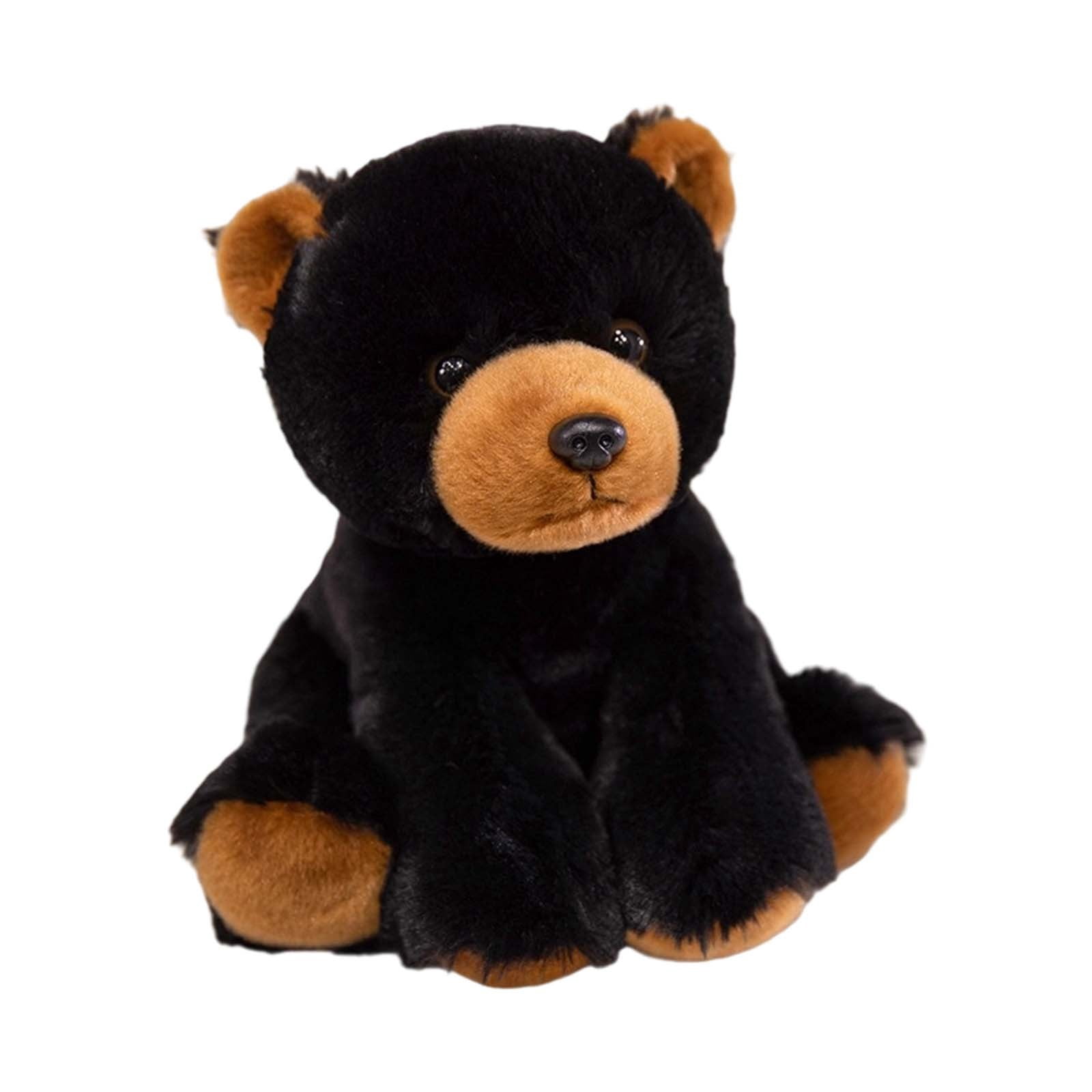 Huanglei Soft Stuffed Animal Cute Black Bear Doll For Kids Adorable Toy For Boys And Girls