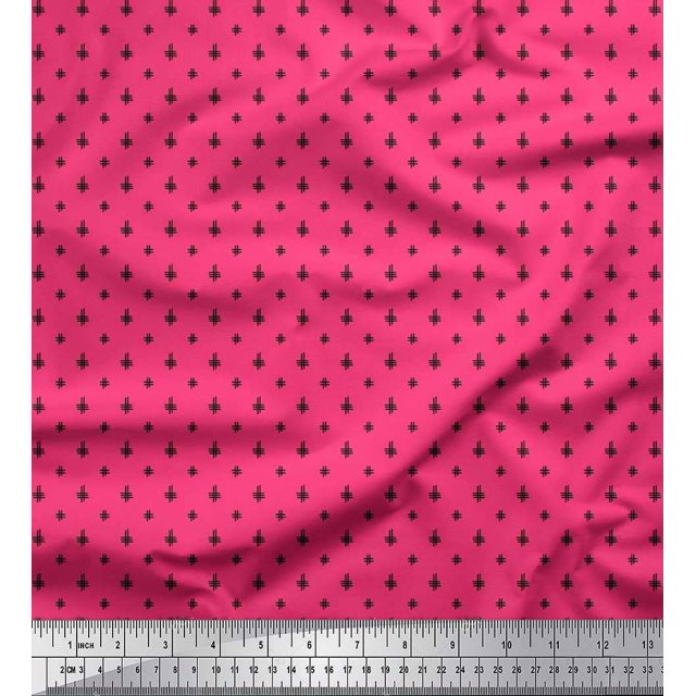 Soimoi Rayon Crepe Fabric Hash Sign Geometric Printed Fabric 1 Yard 46 Inch Wide