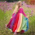 thumbnail image 2 of Kids Girls Rainbow Splice Princess Pageant Gown Birthday Party Dresses, 2 of 9