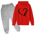 thumbnail image 1 of RXIRUCGD Mode Filles et Garçons Enfants Décontracté Manches Longues Imprimé Hauts Manches Longues Ensemble à Capuche (Rouge, Taille : 5 Ans), 1 of 2