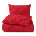 thumbnail image 3 of Nestl 3 Piece Pinch Pleated Duvet Cover Set with Button Closure & Corner Ties - 100% Soft Hypoallergenic Microfiber Pintuck Decorative Duvet Cover Sheet Set, Queen - Cherry Red, 3 of 9