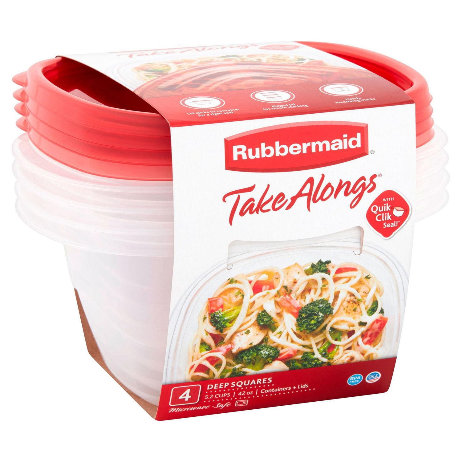 Rubbermaid TakeAlongs Contenant pour aliments, Carrés profonds, 5,2 tasses